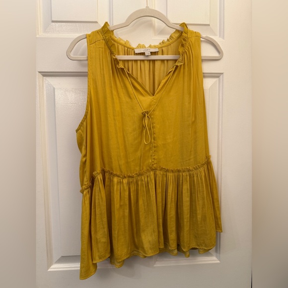 LOFT Mustard Sleeveless Blouse - Picture 1 of 5